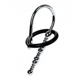 Серебристый уретральный плаг-бусины TOYFA Metal с мягким фиксириющим кольцом - ToyFa - купить с доставкой в Ульяновске