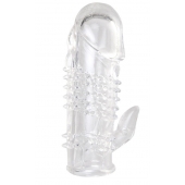 Прозрачная гелевая насадка с шипами и клиторальным отростком - 13 см. - Toyfa Basic - в Ульяновске купить с доставкой