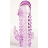 Закрытая фиолетовая насадка с 2 отростками - 13 см. - Toyfa Basic - в Ульяновске купить с доставкой