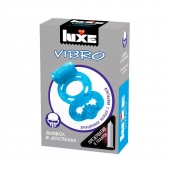 Голубое эрекционное виброкольцо Luxe VIBRO  Дьявол в доспехах  + презерватив - Luxe - в Ульяновске купить с доставкой
