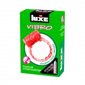 Розовое эрекционное виброкольцо Luxe VIBRO  Поцелуй стриптизёрши  + презерватив - Luxe - в Ульяновске купить с доставкой