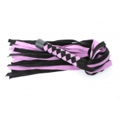 Черно-розовая плеть из замши - 58 см. - БДСМ Арсенал - купить с доставкой в Ульяновске