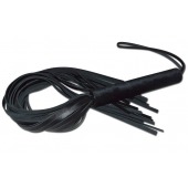 Чёрная кожаная плеть с жесткой ручкой - 63 см. - Sitabella - купить с доставкой в Ульяновске