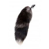 Серебристая металлическая анальная втулка с хвостом чернобурой лисы - размер S - ToyFa - купить с доставкой в Ульяновске