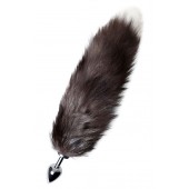 Серебристая металлическая анальная втулка с хвостом чернобурой лисы - размер S - ToyFa - купить с доставкой в Ульяновске