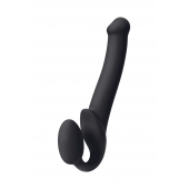 Черный безремневой страпон Silicone Bendable Strap-On M - Strap-on-me - купить с доставкой в Ульяновске