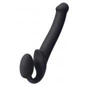 Черный безремневой страпон Silicone Bendable Strap-On M - Strap-on-me - купить с доставкой в Ульяновске