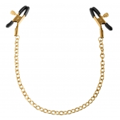 Чёрные с золотом зажимы на соски Gold Chain Nipple Clamps - Pipedream - купить с доставкой в Ульяновске