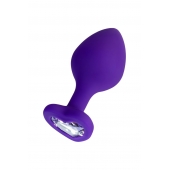 Фиолетовая анальная втулка Diamond Heart с прозрачным кристаллом - 8 см. - ToyFa - купить с доставкой в Ульяновске