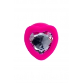 Розовая анальная втулка Diamond Heart с прозрачным кристаллом - 9,5 см. - ToyFa - купить с доставкой в Ульяновске