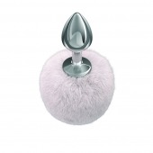 Серебристая анальная пробка с белым пушистым хвостиком Twinkle - Lola Games - купить с доставкой в Ульяновске