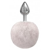 Серебристая анальная пробка с белым пушистым хвостиком Twinkle - Lola Games - купить с доставкой в Ульяновске