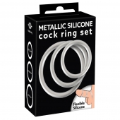 Набор из 3 эрекционных колец под металл Metallic Silicone Cock Ring Set - Orion - в Ульяновске купить с доставкой