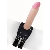 Черный узкий пояс на бедро с телесной насадкой - LOVETOY (А-Полимер) - купить с доставкой в Ульяновске