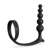 Черная анальная цепочка с эрекционным кольцом Ass-gasm Cockring Anal Beads - Pipedream - в Ульяновске купить с доставкой