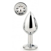 Серебристая анальная втулка с прозрачным кристаллом - 7,1 см. - Dream Toys - купить с доставкой в Ульяновске