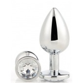 Серебристая анальная втулка с прозрачным кристаллом - 7,1 см. - Dream Toys - купить с доставкой в Ульяновске