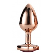 Золотистая анальная втулка с кристаллом-сердечком розового цвета - 7,1 см. - Dream Toys - купить с доставкой в Ульяновске