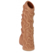 Телесная насадка с венками и открытой головкой Nude Sleeve M - 12 см. - KOKOS - в Ульяновске купить с доставкой