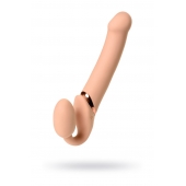 Телесный безремневой вибрострапон Vibrating Bendable Strap-On L - Strap-on-me - купить с доставкой в Ульяновске