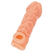 Телесная закрытая насадка с венками Cock Sleeve Size S - 13,8 см. - KOKOS - в Ульяновске купить с доставкой