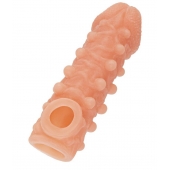 Телесная закрытая насадка с шариками Cock Sleeve Size M - 15,6 см. - KOKOS - в Ульяновске купить с доставкой