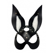 Черная маска зайки с белым мехом на ушках Miss Bunny - БДСМ Арсенал - купить с доставкой в Ульяновске