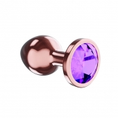 Пробка цвета розового золота с фиолетовым кристаллом Diamond Amethyst Shine S - 7,2 см. - Lola Games - купить с доставкой в Ульяновске