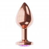Пробка цвета розового золота с фиолетовым кристаллом Diamond Amethyst Shine S - 7,2 см. - Lola Games - купить с доставкой в Ульяновске