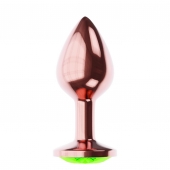 Пробка цвета розового золота с лаймовым кристаллом Diamond Emerald Shine S - 7,2 см. - Lola Games - купить с доставкой в Ульяновске