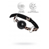 Черный кляп-шар на леопардовых ремешках Anonymo - ToyFa - купить с доставкой в Ульяновске