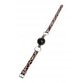 Черный кляп-шар на леопардовых ремешках Anonymo - ToyFa - купить с доставкой в Ульяновске