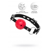 Красный кляп-шар на черных ремешках - ToyFa - купить с доставкой в Ульяновске