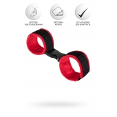 Красно-черные велюровые наручники Anonymo - ToyFa - купить с доставкой в Ульяновске