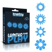 Набор из 4 голубых, светящихся в темноте эрекционных колец Lumino Play - Lovetoy - в Ульяновске купить с доставкой