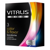 Цветные ароматизированные презервативы VITALIS PREMIUM color   flavor - 3 шт. - Vitalis - купить с доставкой в Ульяновске