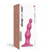 Розовая насадка Strap-On-Me Dildo Plug Beads size S - Strap-on-me - купить с доставкой в Ульяновске