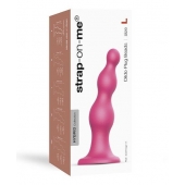 Розовая насадка Strap-On-Me Dildo Plug Beads size L - Strap-on-me - купить с доставкой в Ульяновске