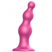 Розовая насадка Strap-On-Me Dildo Plug Beads size L - Strap-on-me - купить с доставкой в Ульяновске