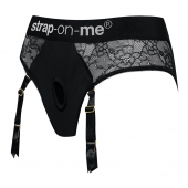 Черные трусики для насадок Diva Lingerie Harness - size S - Strap-on-me - купить с доставкой в Ульяновске