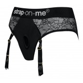 Черные трусики для насадок Diva Lingerie Harness - size M - Strap-on-me - купить с доставкой в Ульяновске