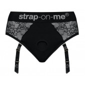 Черные трусики для насадок Diva Lingerie Harness - size L - Strap-on-me - купить с доставкой в Ульяновске