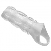 Насадка на пенис с кольцом для мошонки Clear Sensations Enhancer Sex Sleeve - 11,5 см. - XR Brands - в Ульяновске купить с доставкой