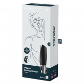 Черный мастурбатор с вибрацией Power Masturbator - Satisfyer - в Ульяновске купить с доставкой