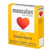 Презервативы с колечками и пупырышками Masculan Ribbed+Dotted - 3 шт. - Masculan - купить с доставкой в Ульяновске