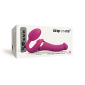 Ярко-розовый безремневой страпон Multi Orgasm Size S с клиторальной стимуляцией - Strap-on-me - купить с доставкой в Ульяновске
