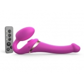Ярко-розовый безремневой страпон Multi Orgasm Size S с клиторальной стимуляцией - Strap-on-me - купить с доставкой в Ульяновске