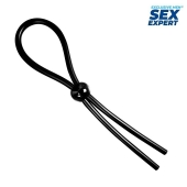 Черное силиконовое лассо с шариком для утяжки - Sex Expert - в Ульяновске купить с доставкой