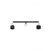 Черная распорка для ног с кожаными манжетами - Pecado - купить с доставкой в Ульяновске