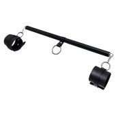 Черная распорка для ног с кожаными манжетами - Pecado - купить с доставкой в Ульяновске